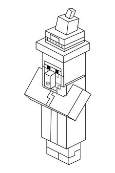 a minecraft coloring page with a person holding a piece of paper in their hand