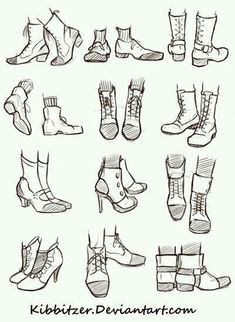 a drawing of different types of shoes and their names in black ink on white paper