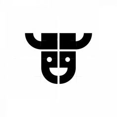 a bull's head is shown in the middle of a white background with black lines