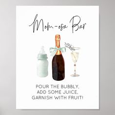 a mothers day card with an image of a bottle of champagne and a baby's bottle