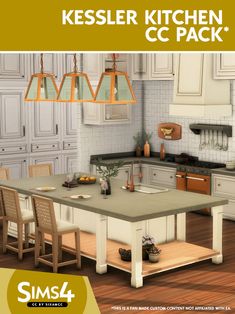 the modern farmhouse house kitchen is designed for sims 4 c4d and features wood flooring