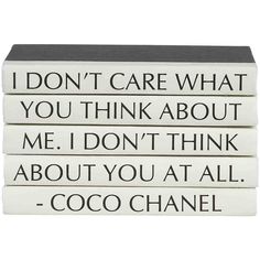 Stack of Books, I Don't Care - Accessories - High Fashion Home Hardback Books, Decorative Books, High Fashion Home, Stack Of Books, I Don't Care, Book Decor, Coco Chanel