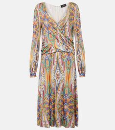 Printed gathered jersey midi dress in multicoloured - Etro | Mytheresa V-neck Ruched Midi Dress, Ruched Midi-length Elastane Dress, Ruched Elastane Midi Dress, Elegant Ruched Multicolor Dresses, Elegant Multicolor Ruched Dresses, Multicolor Ruched V-neck Midi Dress, Multicolor Ruched Midi Dress With V-neck, Ruched V-neck Elastane Maxi Dress, Multicolor Ruched Midi Dress For Evening