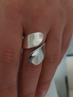 "Statement Ring, Geometric Ring, Ring for Women's, Sterling Silver, Open Silver Ring, Modernist Ring, Long Silver Ring, Wide Silver Ring Modern and Chic in Design, this Statement Dome Ring is stunning. Perfect on it's own and just may be the only ring you need. ✔~ 100% Handmade ~ ✔~ 100% Solid Sterling Silver ~ ✔~ Length 26.0 MM\"the upper part\" ~ ✔~ Μade to order ~ ✔~ Free shipping ~ ✔~ Available Express shipping ~ ✔~ Tracking number ~ ✔~ Elegant Gift box, Gift bag ~ ✔~ Available finish * POLI Modern Wide Band Open Ring For Promise, Modern Silver Bypass Ring For Promise, Modern Silver Bypass Ring As Promise Ring, Modern Sterling Silver Wide Band Ring With Open Design, Modern Sterling Silver Wide Band Ring With Open Band, Modern Open Band 925 Stamped Rings, Sterling Silver Open Wide Band Ring, Modern Silver Bypass Ring Perfect As A Gift, Sterling Silver Wide Open Band Ring