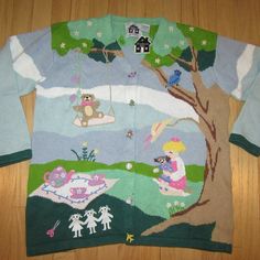 Storybook Knits, Knits Sweaters, Bird Cute, Novelty Sweater, Teddy Bear Girl, Cute Buttons, Quirky Fashion, Cute Sweater, Knitting Women Sweater