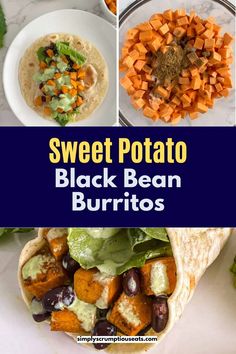 Sweet Potato Black Bean Burrito. Sweet Potato Black Bean Tacos, Black Bean Burritos, Vegan Burritos, Black Bean Burrito, Bean Burrito, Sweet Potato Black Bean, Bean Burritos, Black Bean Tacos, Sweet Potato Black Beans