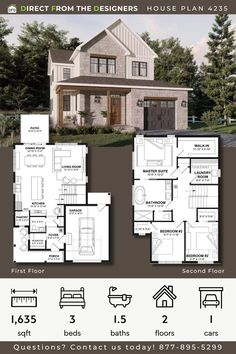 two story house plan with 3 car garages and 2 bedroom, 1 bath apartment