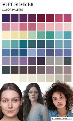 Dusk Summer Palette, Soft Summer Wardrobe Palette, Muted Summer Outfits, Summer Seasonal Color Analysis, Soft Summer Clothes, Autumn Pallet, Soft Summer Makeup