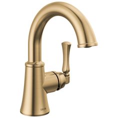 the delta faucet is shown in gold