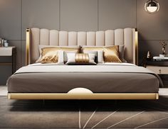 Luxurious Leather Headboard Bed With LED Lights / Lixra Luxury Bed Headboard Design, Staircase Cladding, Bed Design Modern Luxury, Bed Panel, Pik 2, Luxury Headboard, Deco Living Room, Led Panels, Bed Headboard Design