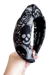 Black and white skull lace knot headband. Perfect for the spooky season! Lace Headband, Lace Headbands, Love Games, Floral Headbands, Glitter Gel, Knot Headband, Abalone Shell, Hair Accessories Headbands, Bow Headband