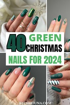 Sparkle this holiday season with our fabulous collection of green Christmas nails! 🎄💅 From emerald hues to minty fresh designs, these nail art ideas are perfect for adding a touch of festive glamour. Discover everything from elegant forest green with subtle gold accents to playful patterns with holly and glitter. Whether you're attending a Christmas party or just want to feel extra festive, these green nail designs are sure to impress. Trendy Christmas Nails Green, Green Nails Christmas Designs, Green French Tip Nails Christmas, Christmas Nails Designs Green, Subtle Holiday Nails Christmas, Christmas Nails With Green And Red, Green Gel Christmas Nails, December Green Nails, Green Almond Nails Christmas