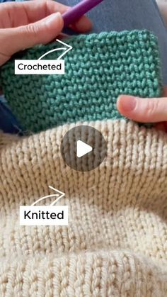 someone is knitting a sweater with crocheted and knitted stitches on the side