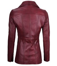 Maroon Three Button Leather Blazer For Women
Transform your wardrobe with our Women's Maroon Three Button Leather Blazer, featuring a classic lapel collar. Crafted from real lambskin leather, this blazer combines timeless elegance with modern sophistication. The rich maroon color adds a bold and stylish touch, perfect for both professional and casual settings. With its tailored fit and chic design, this blazer ensures you look polished and fashionable on any occasion. Peplum Leather Jacket, Asymmetrical Leather Jacket, Racer Jackets, Leather Blazer Women, Maroon Jacket, Varsity Jacket Women, Leather Varsity Jackets, Distressed Leather Jacket, Blazer For Women