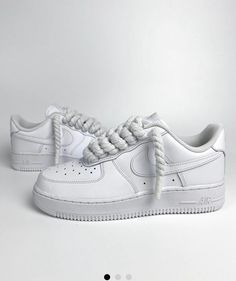 Lace Up Air Force Ones, Nike Air Force 1 Rope Laces, Rope Af1, Nike Air Force 1 Aesthetic, Forces Outfit, Custom Nike Air Force 1