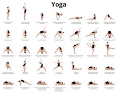 a woman doing yoga poses in different positions