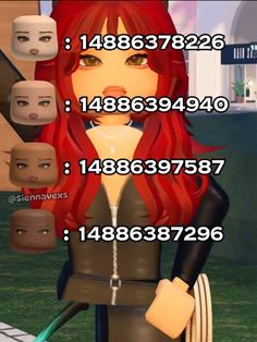 a girl with red hair and many different avatars