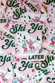 Ski Ya Later Sticker - Girl Tribe Co. Ski Helmet Stickers, Apre Ski Bachelorette, Bachelorette Ski Trip, Ski Branding, Ski Wedding, Skiing Aesthetic, Girl Tribe, Ski Art