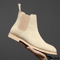 Olivia Mark - Genuine Leather Chelsea Boots with Plush Lining - Matte finish, High-top Ankle Boots Pointed Heels, Genuine Leather Shoes, Leather Chelsea Boots, Martin Boots, Mustard Yellow, High Top, Leather Shoes, Chelsea Boots, High Tops