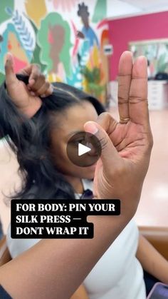 441K views · 34K reactions | To Extend the life of your silk press all you need is 2 fingers and some Bobby pins!

🚨 DONT USE BOBBY PINS ON HOT HAIR IT WILL LEAVE A DENT
✅ Use duck clips on hot hair 
✅ Use Bobby pins on cool hair | Trachouse Beauty Salon 💕 Silk Press Natural Hair Body Wave, Pressed Natural Hair, Silk Press Natural Hair, 2 Fingers, Cool Hair, Scrub Corpo, Natural Hair Tutorials