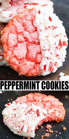 peppermint cookies with white frosting and sprinkles