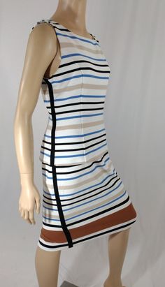 "Dress Women's Striped Top Skirt Chic Excellent Vintage by WHITE HOUSE BLACK MARKET Size 8 Really Fabulous OUTFIT!! By DESIGNER LABEL...lux 2 piece sleeveless top and straight skirt. Deep blue, white brown and black thin and thick striped fabric, sleeveless bodice fitted top with skirt, black trim side stripe, thick textured high quality stretch fabric, fully lined in white, zipper back, slit in back of skirt. Super high quality. Excellent condition. Easy to wear casual chic vintage for the disc Pastel Skirt, Top With Skirt, Carrie White, Rainbow Skirt, Striped Tops Women, 2 Piece Skirt, Designer Label, Striped Fabric, Fitted Top