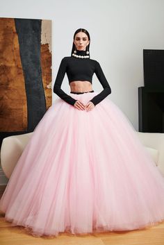 Pink Tulle Ball Skirt with Black Waistband Pre-Order 4-6 Weeks Final Sale Made in NYC For inquiries regarding customization email: info@christiansiriano.com Tulle Skirts Outfit, Applique Skirt, Black Tie Attire, Pink Tulle Skirt, Tulle Long Skirt, Tulle Balls, Resort 2024, Ball Skirt, Bridal Skirts