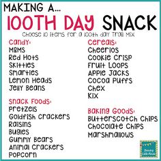 a poster with the words making a tooth day snack