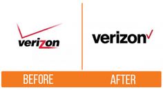 the before and after logos for verizon, which is now being used as an appliance