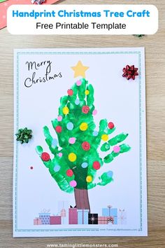 a handprint christmas tree craft for kids to make