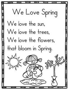 Poems Kindergarten, Spring Poems For Kids, Reading In Kindergarten, Sight Word Poems, Kindergarten Poetry, Shared Reading Poems, Rhyming Preschool, Kindergarten Poems