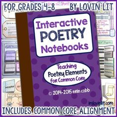 interactive poetry notebooks for common core students, grade 4 - 8 blovinlitt