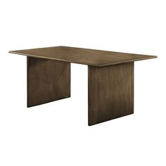 a wooden table with two legs and a square shaped top on an isolated white background