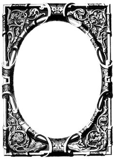 an ornate frame is shown in this black and white photo, vintage line drawing or engraving