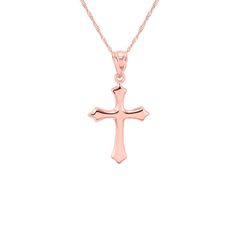 "14k solid gold cross pendant on 18\" solid gold chain. cross measures 1\" by 1/2\". high polish finish. perfect for communion or confirmation. ** includes 14k solid gold 18\" chain **" 14k Gold Cross Necklace For First Communion, 14k Rose Gold Cross Necklace, Gold Chain Cross, Gold Jewelry Stores, Catholic Jewelry, Gold Cross Necklace, Gold Cross Pendant, Solid Gold Chains, Solid Gold Jewelry