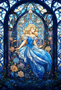 Princess Coloring Book, Cinderella Wallpaper, Disney Stained Glass, Cinderella Princess, Disney Princess Artwork, Arte Do Kawaii, Stained Glass Effect, Disney Princess Fan Art, Images Disney