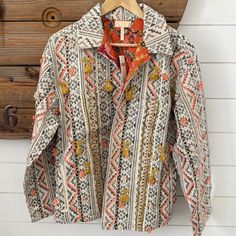 Nwt Anthropologie Jacket. Beautiful Detailed Embroidery. Lined With Silk. Gorgeous Shirt Jacket! Nwt, Never Worn. Too Big For Me. 2 Front Pockets On Front, And 2 More Pockets On The Sides. Pit To Pit 25” Across Shoulder To Front Hem Is 26” Long Questions? Leave A Comment Below! Fall Outerwear With Boho Collar And Long Sleeves, Long Sleeve Outerwear With Boho Collar For Fall, Boho Collar Long Sleeve Outerwear For Fall, Fall Boho Collar Long Sleeve Outerwear, Orange Bohemian Outerwear For Fall, Orange Bohemian Fall Outerwear, Bohemian Collared Tops For Fall, Fall Bohemian Collared Tops, Dark Brown Cardigan