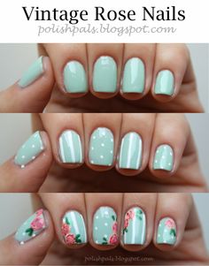 Vintage Rose Nails Vintage Rose Nails, Taupe Nails, Nails Tutorial, Vintage Nails, Cute Nail Art, Cute Nail Designs