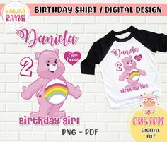 Birthday Logo, Custom Tshirt, Party Bundles, 2 Birthday, Birthday Tshirts, Custom Shirt, Care Bears, Happy Birthday Banners, Photo Lab