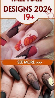 Fall Nail Design Ideas 2024, Fall Nail Art Tutorial, Fall 2024 Nail Designs, Fall Nail Art 2024, Fall Pumpkin Nail Designs, Neutral Fall Nail Designs, Fall Nails Ideas Autumn 2024, Halloween Nail Designs 2024, Fall Season Nail Designs