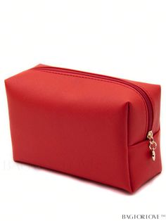 a red cosmetic bag on a white background