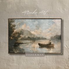 Fisherman boat lake print Atrecho Art Apartment Aesthetic Vintage, Moody Romantic Bedroom, Lodge Wall Art, Cozy Home Aesthetic, Aesthetic Eclectic, Eclectic Maximalism, Cabin Modern