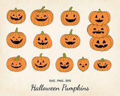 halloween pumpkins with faces cut out and labeled in the shape of jack - o'- lanterns