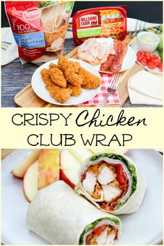 crispy chicken club wrap on a white plate