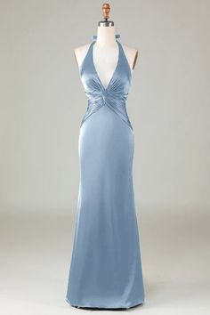 Tea Length Hoco Dresses, Revealing Long Dress, Atlantis Hoco Dress, Grey Blue Satin Dress, Pale Blue Quinceanera Dress, Secret Garden Theme Prom Dress, Cute Evening Dress, Navy Blue Homecoming Dress Long, Ball Dress Inspiration