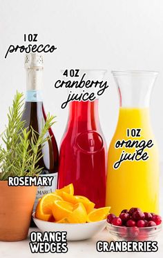 the ingredients for cranberry orange juice are shown in this graphic above it's description