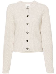 sand beige merino wool-cashmere blend ribbed knit ribbed trim round neck front button fastening long sleeves ribbed cuffs and hem straight hem Knitting Women Cardigan, Rib Knit Cardigan, City Dress, Sand Beige, Summer Beach Wear, Cashmere Wool, Wool Cardigan, Long Sleeve Cardigan, Black Cardigan