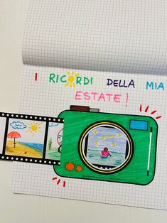 a drawing of a camera on top of a piece of paper that says ricordi della mia estate