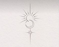 a drawing of the letter s with a sun on it's side and an arrow in the middle