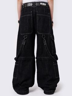 Shop Minga London's Urban Trek Black Wide Leg Cargo Jeans with edgy D-ring straps and multi pockets. The y2k jeans your wardrobe needs. Fast shipping worldwide! Black Cargo Jeans, Wide Leg Cargo Jeans, Minga London, Shrug Cardigan, Cargo Jacket, Y2k Jeans, Knitted Tops, Y2k Black, Top Graphic Tees